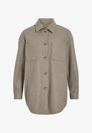 Hallitusseente villasegu särk/särk-jakk, millel on nööbid ees, kaks rinna taskut, küljetasku ja kaelus. Lahtine lõige ja pehme tekstuur.