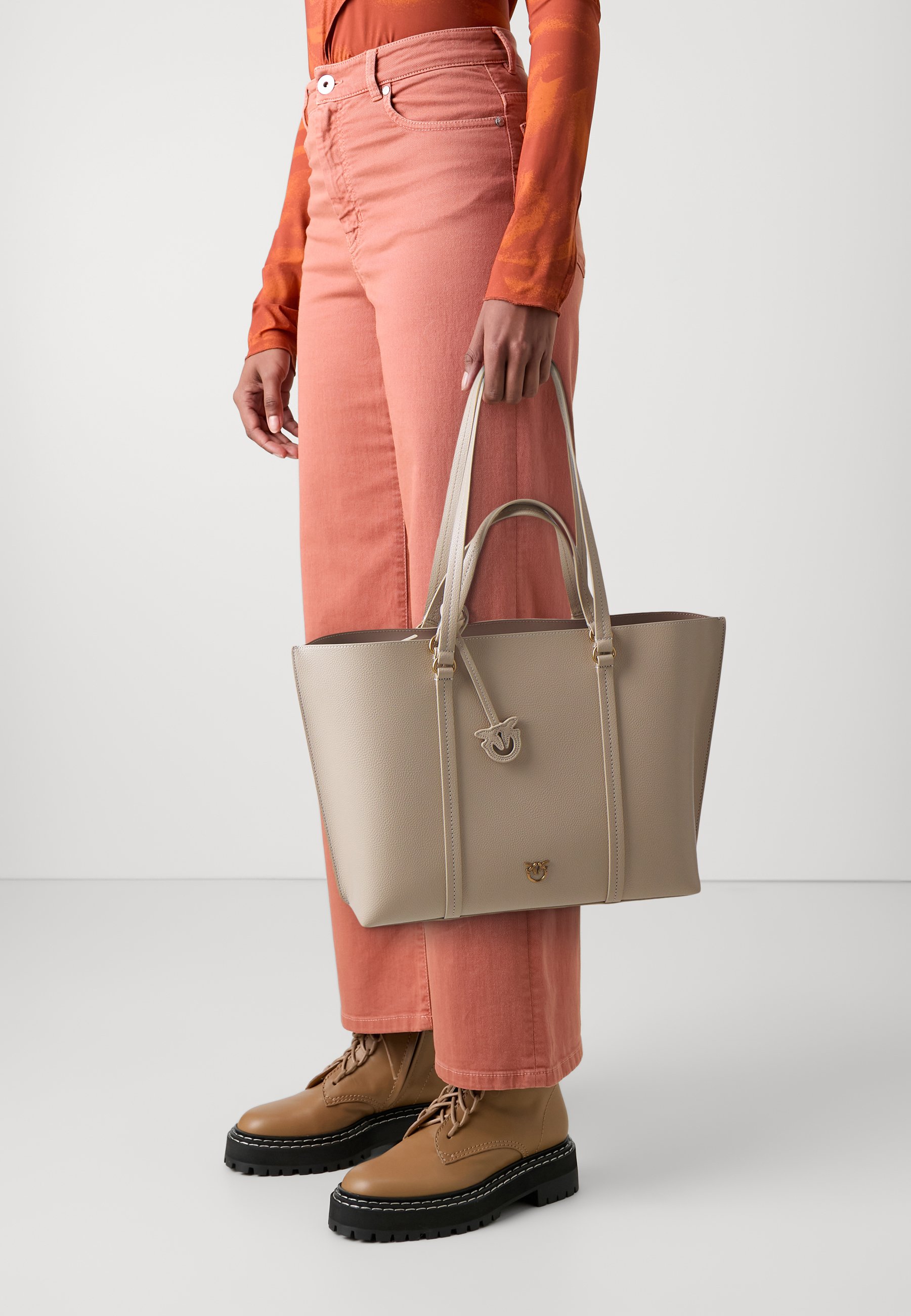 Pinko CARRIE BIG - Shopping bag - beige/grigio fumo/antique