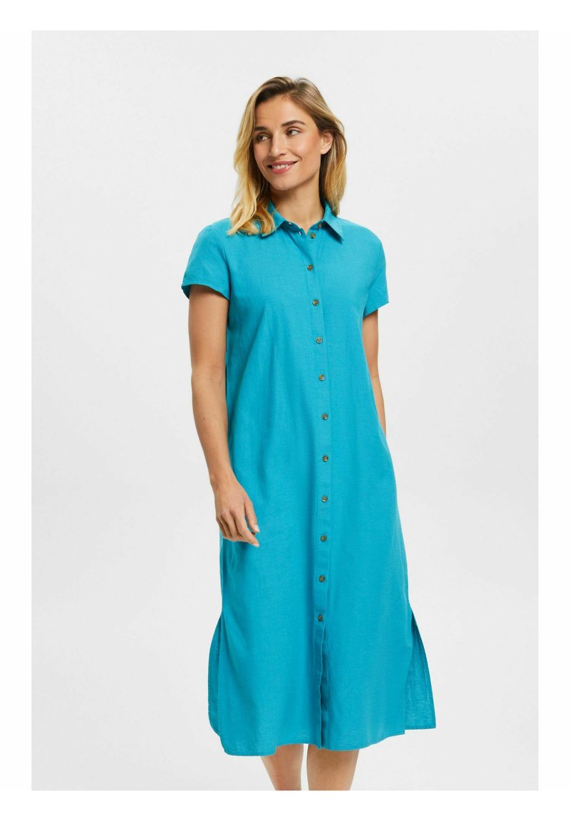 Esprit Shirt dress teal blue/bluegrey Zalando.de