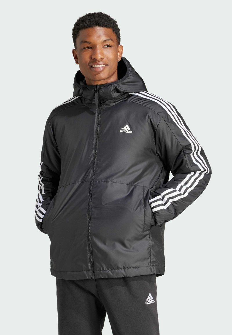 adidas Sportswear ESSENTIALS 3-STRIPES INSULATED HOODED - Zimná bunda - black