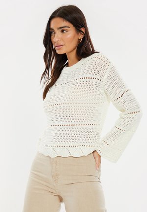 Threadbare THB MELBOURNE POINTELLE CROCHET - Pullover - white