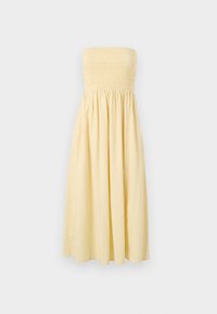 STRAPLESS DROP WAIST CHANNELED MIDI DRESS  - Robe de jour - double cream