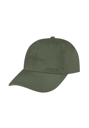 Olivgrüne Baseballkappe mit gebogenem Schirm und besticktem Text "norwegian since 1921" auf der Vorderseite.