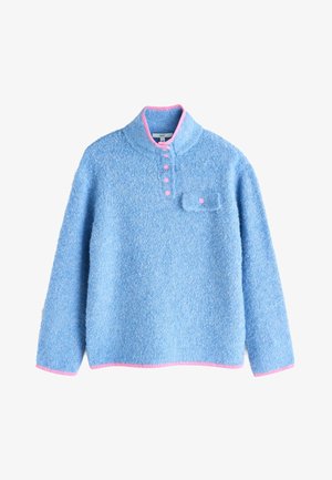 Next, REGULAR FIT - STAND NECK POCKET - Striktrøje - light blue/pink tipped