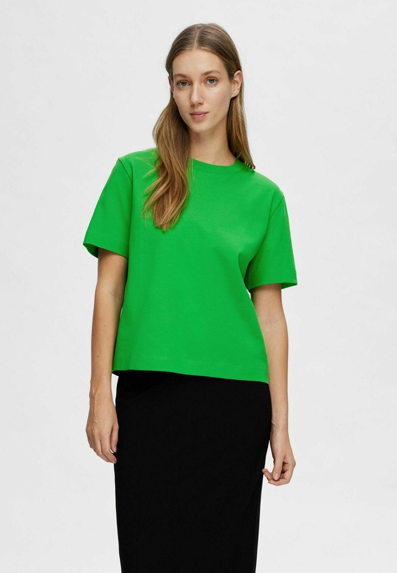 Selected Femme SLFESSENTIAL BOXY TEE - T-shirts basic - classic green