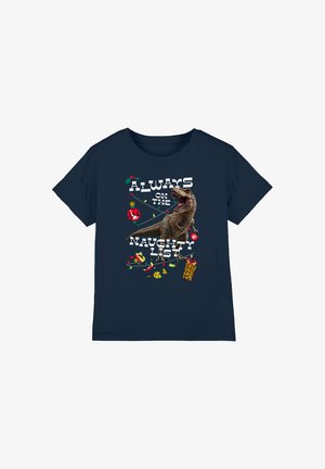 Universal Studios, JURASSIC WORLD/T-REX CHRISTMAS NAUGHTY LIST UNISEX - T-Shirt print - dark blue