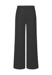Weite Hose aus schwarzem Stoff, mit zwei Gesäßtaschen, einem glatten Bund und einem maßgeschneiderten, geraden Schnitt.