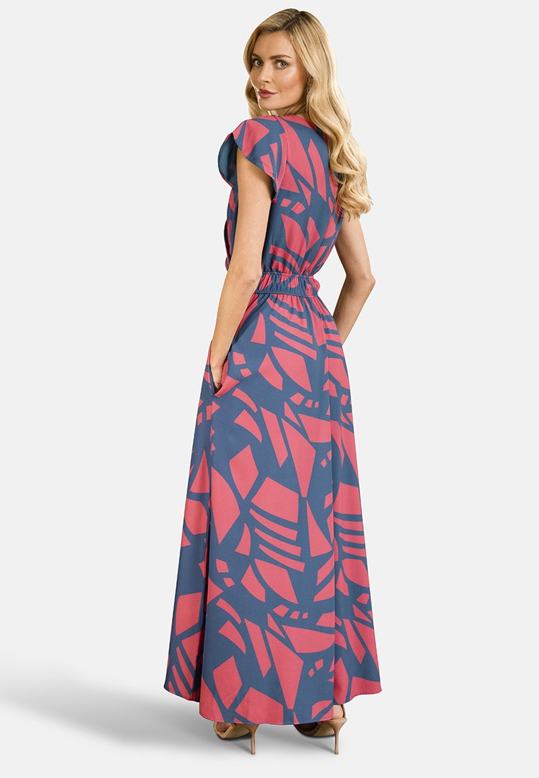 HotSquash CHIFFON Robe longue matisse print coral teal/bleu