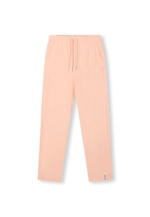 Pantaloni della tuta color pesca con vita elastica, chiusura con cordino, due tasche laterali e design slim fit.