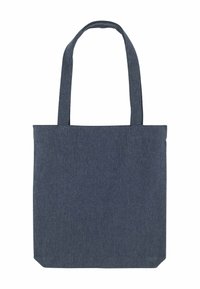 Sac en toile bleu foncé avec deux poignées, forme rectangulaire, et coutures renforcées sur les poignées sur fond blanc.