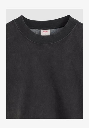 Czarna bluza z crew neck z prążkowanym kołnierzem i naszywką Levi's wszytą wewnątrz karku, rozmiar mały.