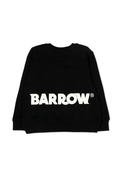 Zwarte sweatshirt met lange mouwen en groot wit "BARROW"-logo dat over de onderrug is gedrukt.