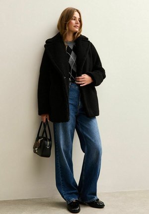 COLLARED LONG SLEEVE BORG - Wintermantel - black