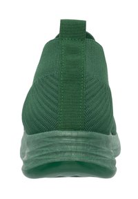 Sneaker verde slip-on con tomaia in maglia testurizzata, tallone imbottito e suola in gomma flessibile con motivo a onda.