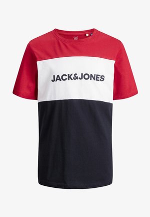 JJELOGO BLOCKING TEE - Print T-shirt - tango red