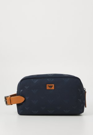 BEAUTY CASE - Wash bag - dark blue/cognac