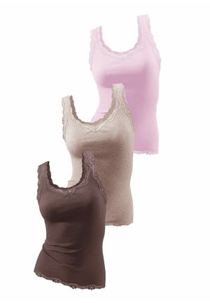 3-PACK - Top - rosé/ braun/taupe