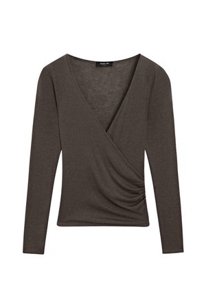 WITH SURPLICE NECKLINE  - Blouse - brown