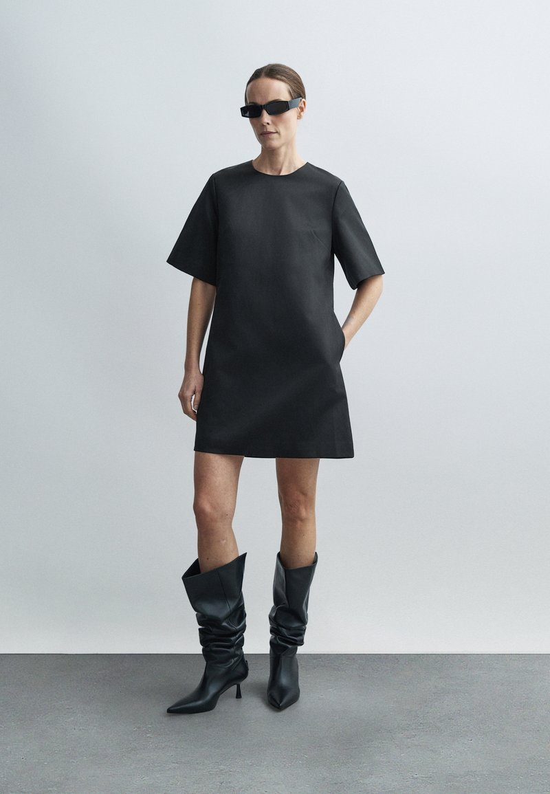 by malene birger leather dress HARPERZ - Cocktail / Party dress - black Teo Yellow Polka Dot Mini Dress | Beginning Boutique