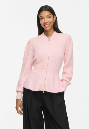 VILA, VIGRACIE L/S PEPLUM ZIP KNIT CARDI/PB/RN - Gilet - ballet slipper