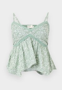 Easy Lace Trim Babydoll Top - Blouse - light green
