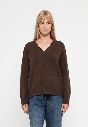 ONLMARI LOOSE V NECK - Strickpullover - chocolate martini