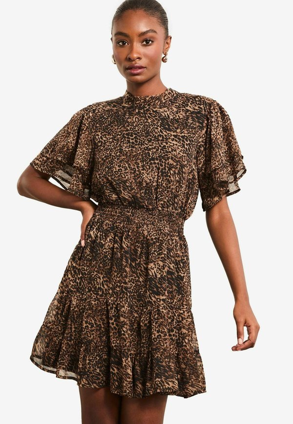 ANIMAL PRINTED SHORT SLEEVE MINI - Freizeitkleid