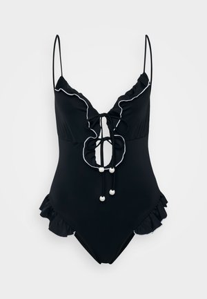 Sea CAMILLE RUFFLE PURL TIE FRONT ONE PIECE - Maillot de bain - black