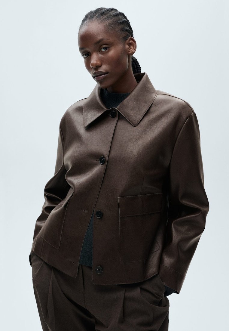 Mango Giacca in similpelle - brown