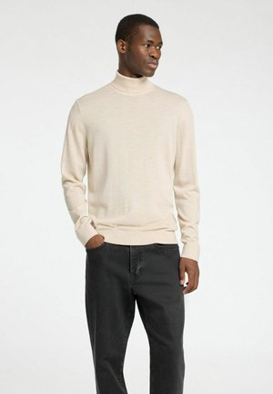 Selected Homme ROLLKRAGEN - Strickpullover - oatmeal