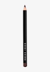 Bobbi Brown lepestift, svart sylinderformet kropp med hvit tekst, spiss tupp i mørkebrun nyanse, glatt tekstur, standard blyantlengde.