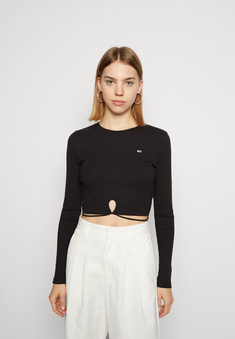 Tommy Jeans CROP STRAP FRONT KNOT Langærmet Tshirt black/sort