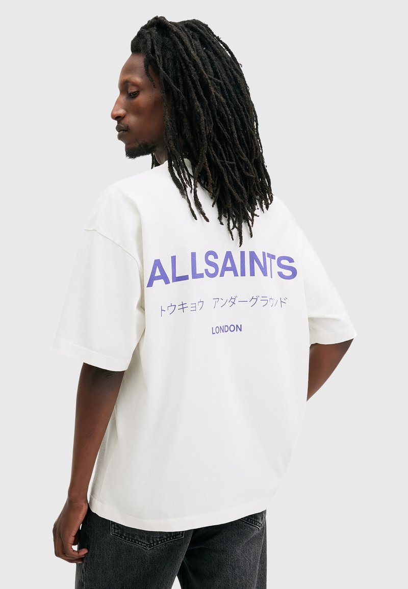 AllSaints UNDERGROUND CREW - Nyomott mintás póló - ashen white purple