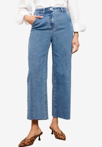 WIDE LEG CROPPED - Jeans Straight Leg - mid blue