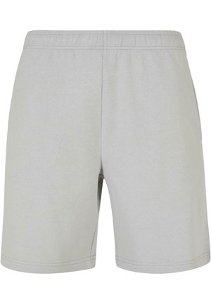 Shorts gris clair en coton doux, avec une taille élastique. Le design est simple avec des ourlets cousus et sans poches.