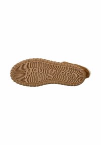 Semelle en caoutchouc brun avec une texture ondulée et "paul green" embossé. Présente des stries pour l'adhérence, conçue pour la durabilité et la traction.