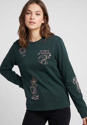 Eight 2 Nine, EIGHT 2 NINE LANGARMSHIRT MIT ALLOVER STICKEREI - Langarmshirt - dark-green
