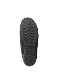 Schoenzool met een zwarte rubberen textuur en een zigzag-profiel voor grip, omringd door een grijze vilt bovenlaag.