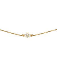 Gouden kettingarmband met een centrale cluster van vijf kleine, heldere edelstenen met een subtiele glans, gezet in een delicate ontwerp.