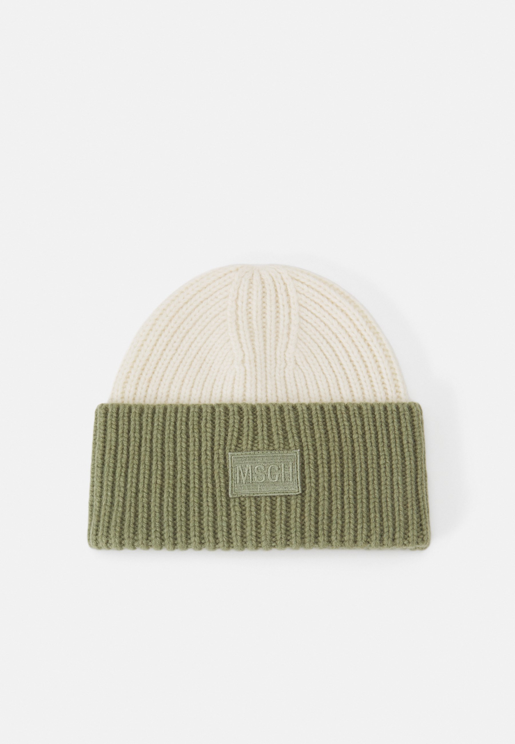 Moss Copenhagen KARA BADGE LOW BEANIE - Muts - egret/olive green/crème -  Zalando.nl