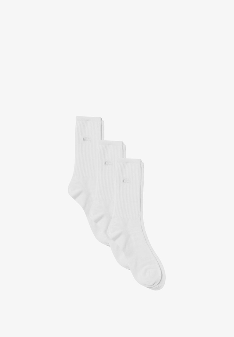 Calze in cotone bianche a coste, confezione da tre, con un sottile logo sulla parte superiore.