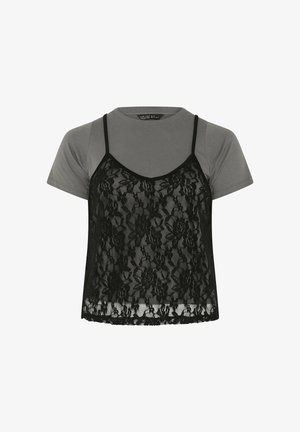 Yours Clothing, PLUS SIZE SHORT SLEEVE TOPS - T-Shirt print - grey