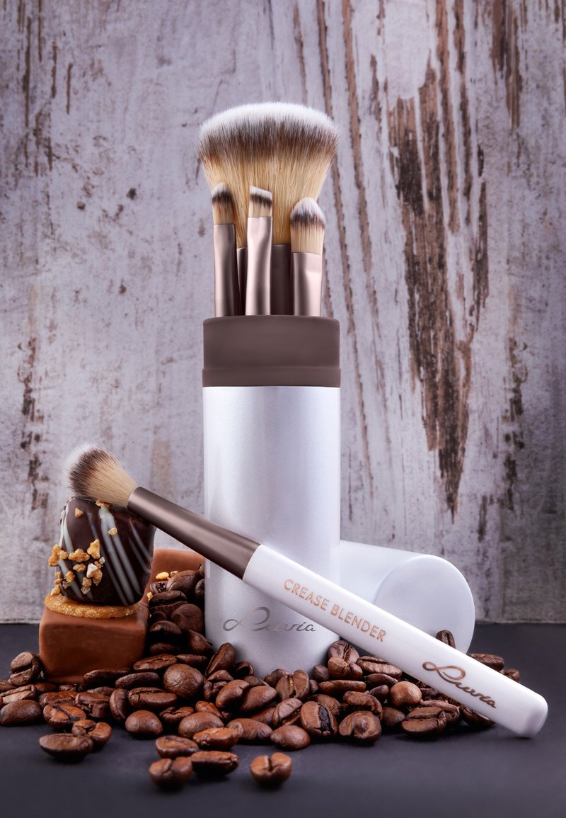 cream white/coffee TRAVEL SET Pinsel-Set Luvia - - brown/offwhite Cosmetics