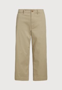 TWILL WIDE LEG CROPPED PANT - Trousers - khaki