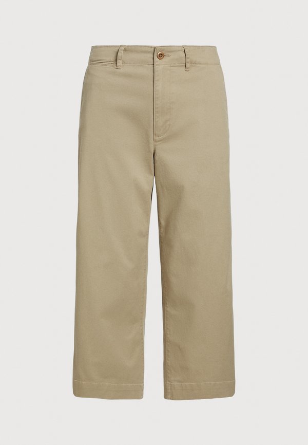 TWILL WIDE LEG CROPPED PANT - Trousers - khaki4