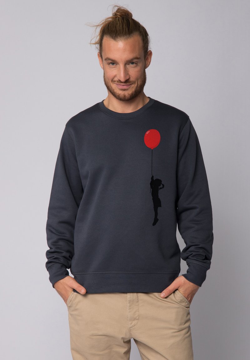 watapparel MIT LUFTBALLON PRINT - Sweatshirt - india ink grey