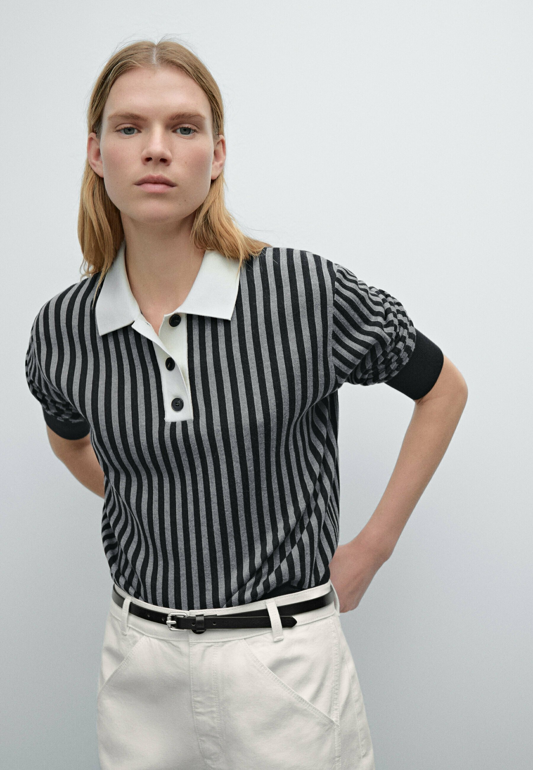 STRIPED WITH COLLAR - Long sleeved top - Product Details