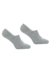 Chaussettes de cheville grises en tissu mélangé coton, avec une texture lisse, dotées d'une encolure côtelée et d'un logo subtil au niveau des orteils.