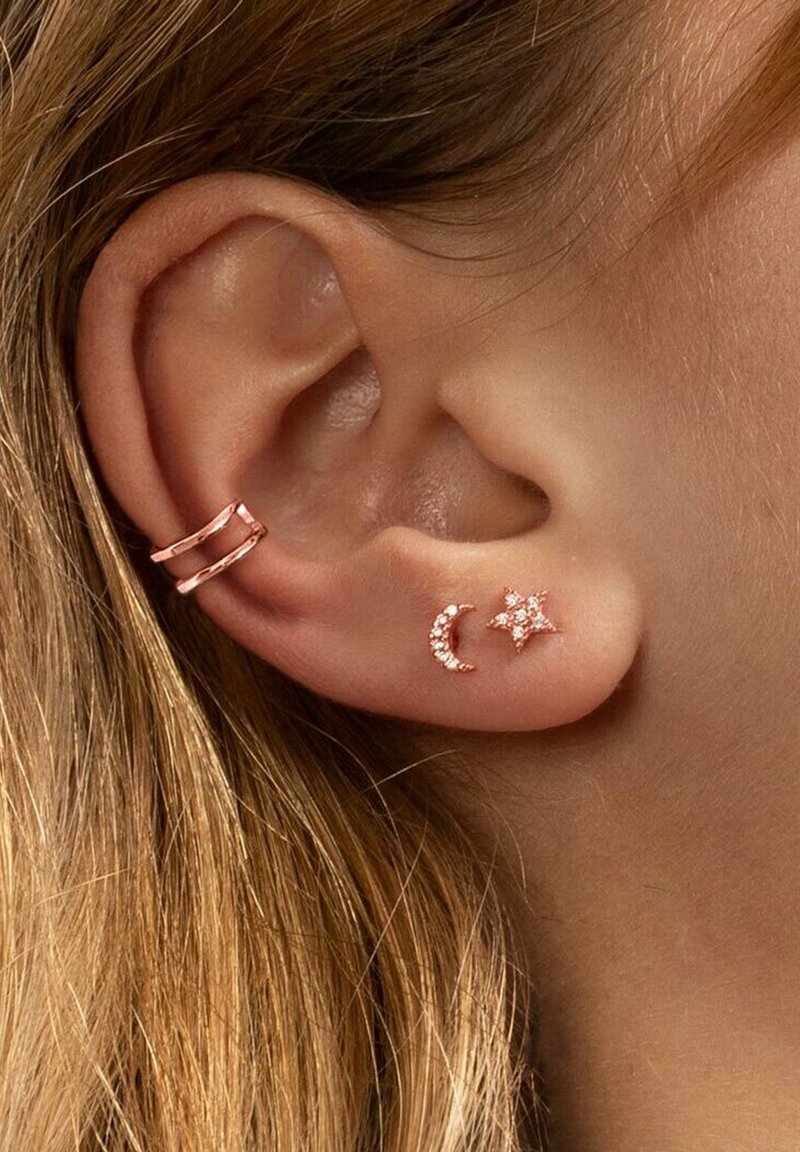 Singularu Moon & Star - Pendientes - oro rosa