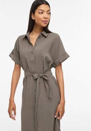 VILA HULA MIDI SHIRT DRESS - Tričkové šaty - brown